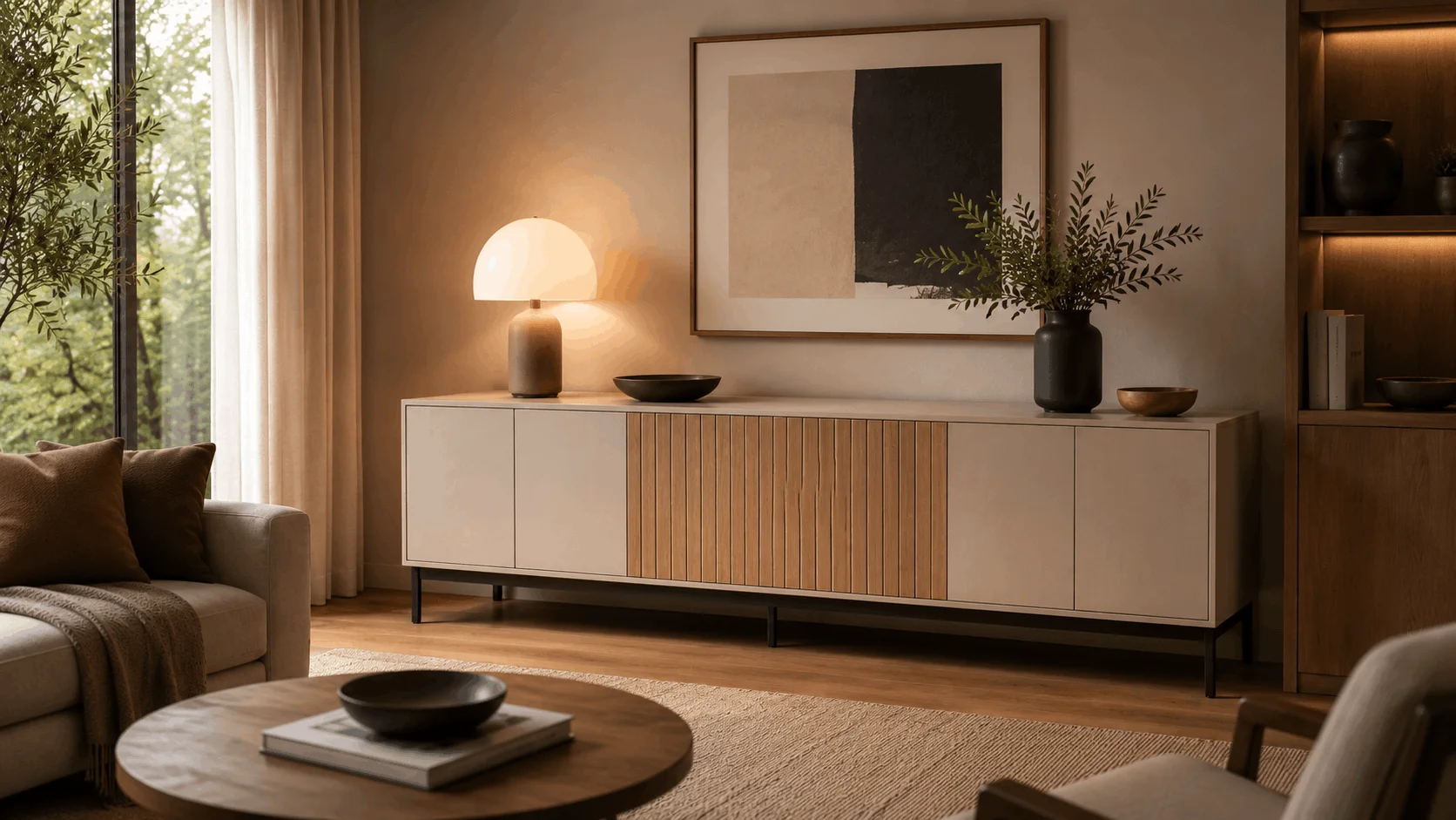 Mueble auxiliar a medida para salón en vivienda de Gran Canaria